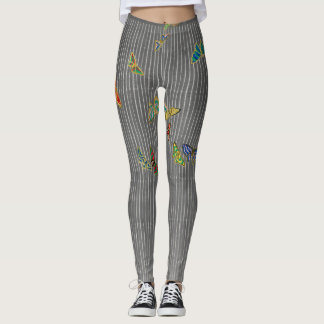 STRIPIERTE LEGGINGS MIT CHINESISCHEN SCHALTFLÄCHEN