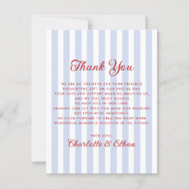 Striping Blue and Red Wedding Dankeschön Card Einladung