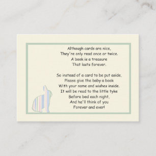 Striping Bunny Baby Shower Book Gedicht - Beilage  Begleitkarte