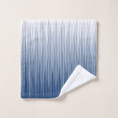Striping Navy Blue & White Modernes Abstraktes Mus Badhandtuch Set (Waschlappen)
