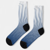 Striping Navy Blue & White Modernes Abstraktes Mus Socken (Linkes Detail)
