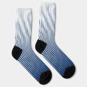 Striping Navy Blue & White Modernes Abstraktes Mus Socken (Rechts)