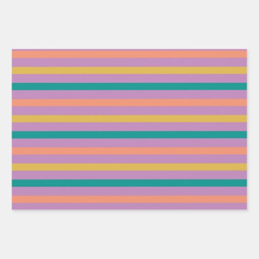 Stripped dots Rosy Lila Green and Senf Geschenkpapier Set (Vorderseite 3)