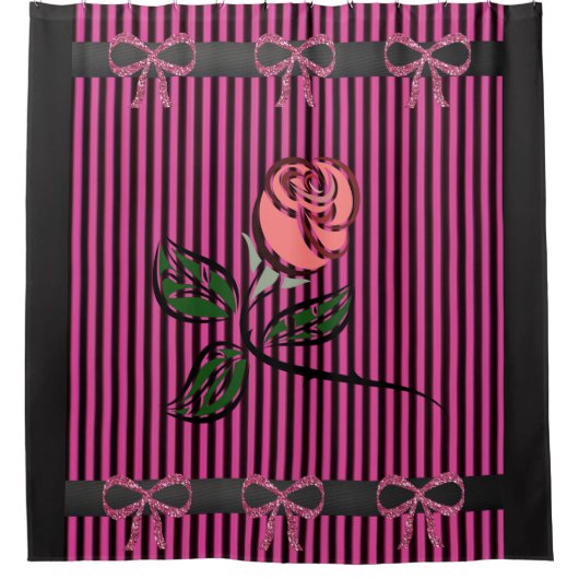 Strippter rosa Duschvorhang (Vorderseite)