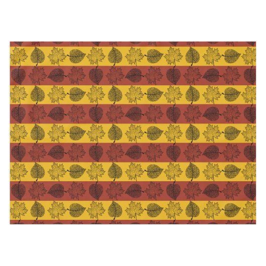 Stripte Blätter fallen in die Saison Tischdecke (Vorderseite (Horizontal))