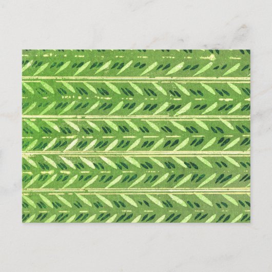 Stripte Blätter Japanisches Holzschnitt Textil Postkarte (Vorderseite)