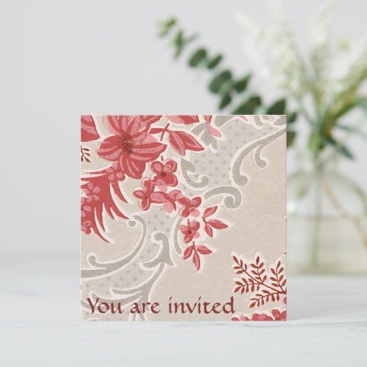 Stripte Blume Vintage Hintergrundbilder Einladung (Stehend Vorderseite)