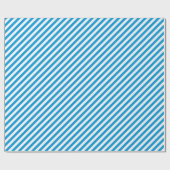 Stripte Diagonal Holiday Simple Blue White Geschenkpapier (Flach)