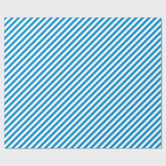Stripte Diagonal Holiday Simple Blue White Geschenkpapier (Flach)