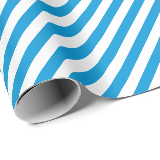 Stripte Diagonal Holiday Simple Blue White Geschenkpapier (Rolleneckpunkt)