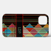 Stripte Dreiecksformen mit Initialen auf schwarz Case-Mate iPhone Hülle (Rückseite (Horizontal))