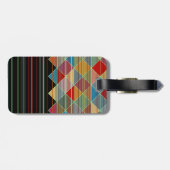 Stripte Dreiecksformen mit Initialen auf schwarz Gepäckanhänger (Rückseite horizontal)