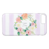 Stripte einfache moderne Aquarellblumen-Rose Case-Mate iPhone Hülle (Rückseite (Horizontal))