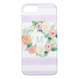 Stripte einfache moderne Aquarellblumen-Rose iPhone 8/7 Hülle