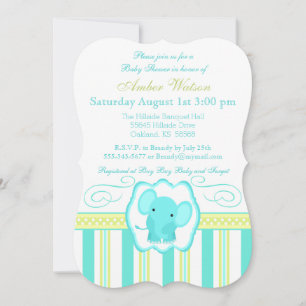 Stripte Elephant Babydusche Einladung