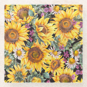 Stripte Flora: farbenfrohe indische Ornamente Glasuntersetzer