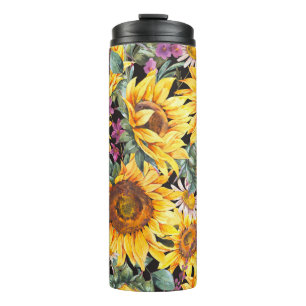 Stripte Flora: farbenfrohe indische Ornamente Thermosbecher