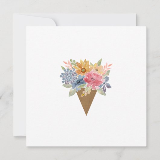 Stripte Floral Bouquet Wasserfarbe Danke Karte (Rückseite)