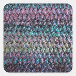 Stripte gestrickte Wolle Quadratischer Aufkleber