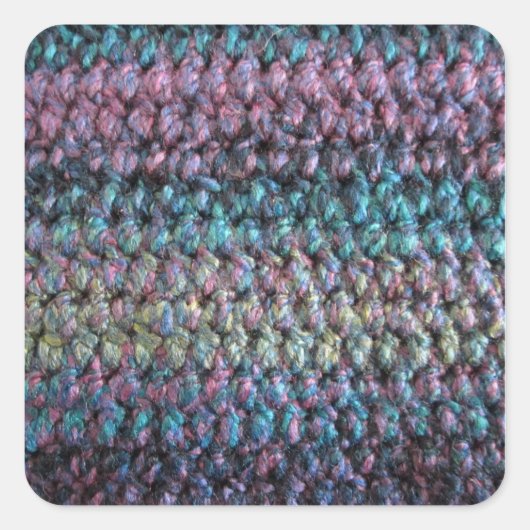 Stripte gestrickte Wolle Quadratischer Aufkleber (Vorderseite)