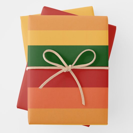 Stripte Herbstfarben Geschenkpapier Set (Beispiel)