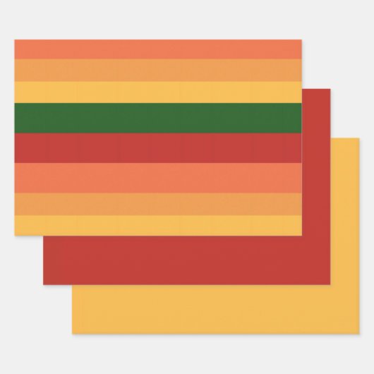 Stripte Herbstfarben Geschenkpapier Set (Set)