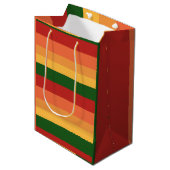Stripte Herbstfarben Mittlere Geschenktüte (Vorderseite Schrägansicht)