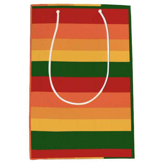 Stripte Herbstfarben Mittlere Geschenktüte (Vorderseite)