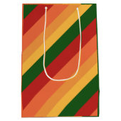 Stripte Herbstfarben Mittlere Geschenktüte (Rückseite)