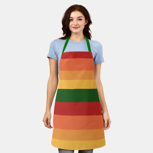Stripte Herbstfarben Schürze (Getragen)
