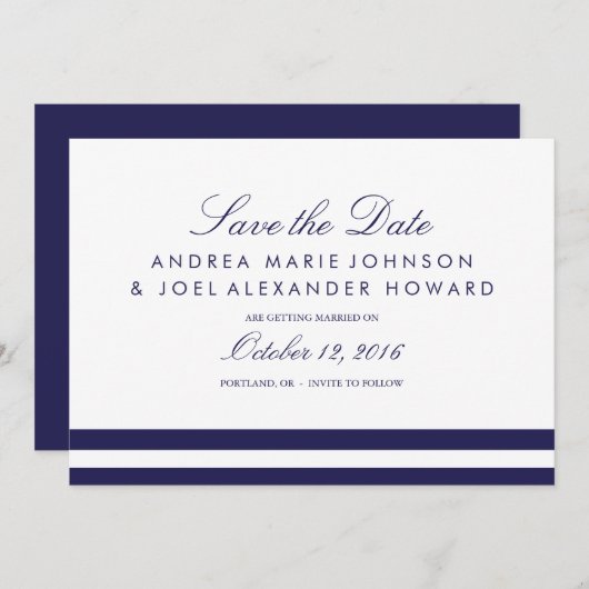 Stripte Hochzeit speichern das Datum Save The Date (Vorne/Hinten)