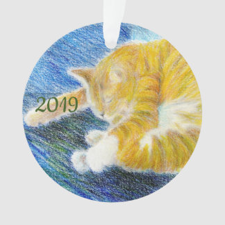 Stripte Kitte Ornament
