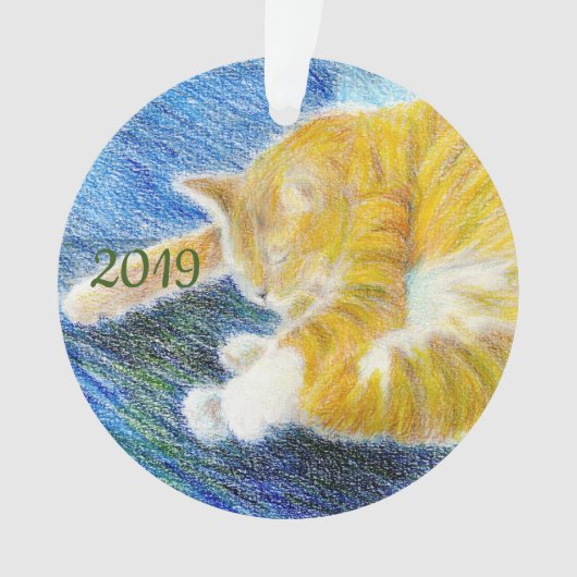 Stripte Kitte Ornament (Vorderseite)