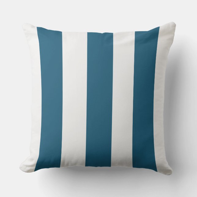 Stripte Marine und weiße Indoor Kissen (Vorderseite)