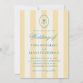 Stripte Palm Tree Monogram Classy Beach Wedding Einladung (Vorderseite)