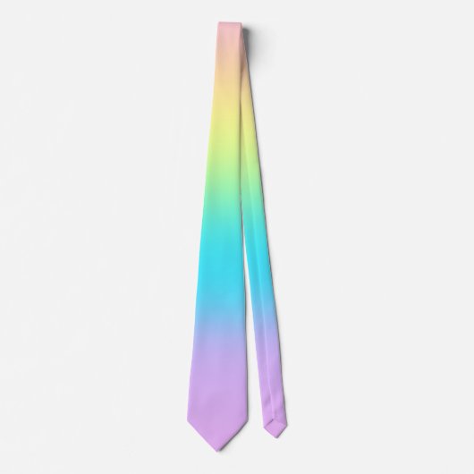 Stripte Pastel Rainbow Gradient Necktie Krawatte (Vorderseite)