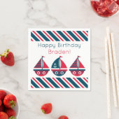 Stripte Sailboote Personalisiertes Party Napkins Serviette (Beispiel)