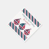 Stripte Sailboote Personalisiertes Party Napkins Serviette (Ecke)