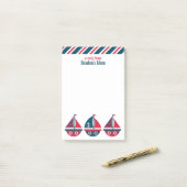 Stripte Segelboote Personalisiert Post-it-Notepad Post-it Klebezettel (Auf Schreibtisch)