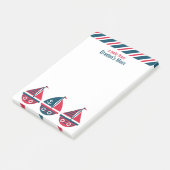 Stripte Segelboote Personalisiert Post-it-Notepad Post-it Klebezettel (angewinkelt)