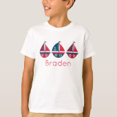 Stripte Segelboote Personalisierter T - Shirt (Vorderseite)