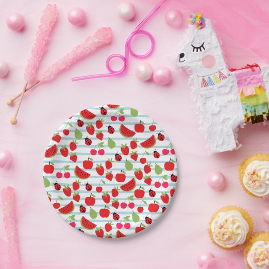 Stripte Summer Fruchtpapier-Teller Pappteller (Party)