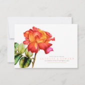 Stripte Tee Rose Aquarellfarben Hochzeitsmahlzeite RSVP Karte (Rückseite)