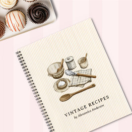 Stripte Vintage Kochutensilien Backwaren Rezept Notizblock