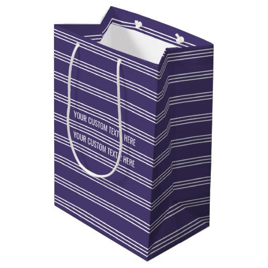 Stripte Vliesstofftaschen Mittlere Geschenktüte (Rückseite Schrägansicht)