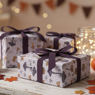 Stripter Lavendel Halloween Pilz und Schmetterling Geschenkpapier