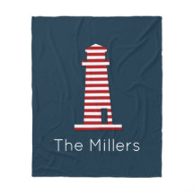 Stripter Leuchtturm Nautical Red White Blue NAME