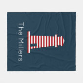 Stripter Leuchtturm Nautical Red White Blue NAME Fleecedecke (Vorderseite (Horizontal))