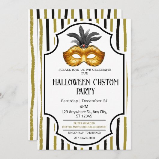 Stripter Maskenumzug Halloween Party Einladung (Vorne/Hinten)