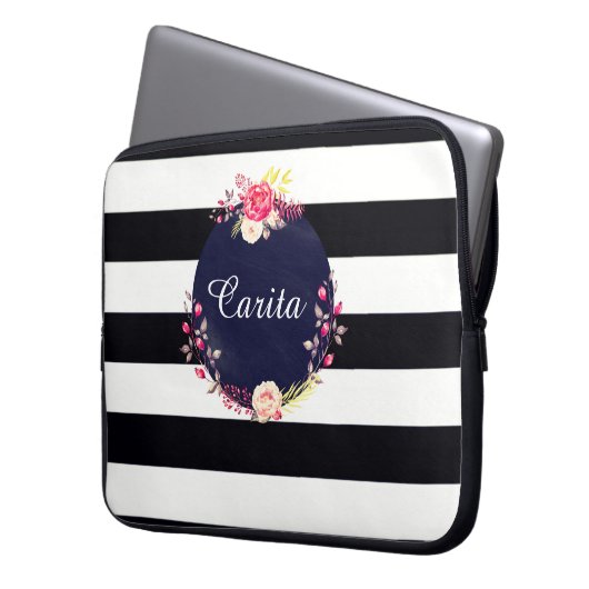 Stripter Monogram, Neopren-Laptop-Sieb Laptopschutzhülle (Vorderseite Links)